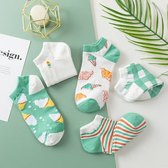 5 Pairs Ice Cream Ankle Socks Women's Stockings