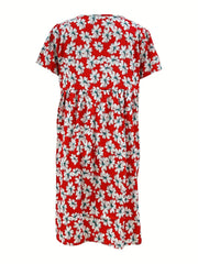 Floral Print Cap Sleeve V Neck Dress