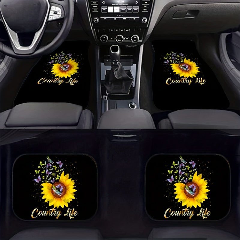 Sunflower & Butterfly Car Seat Covers Set Front & Rear Seat Mats Car Interior