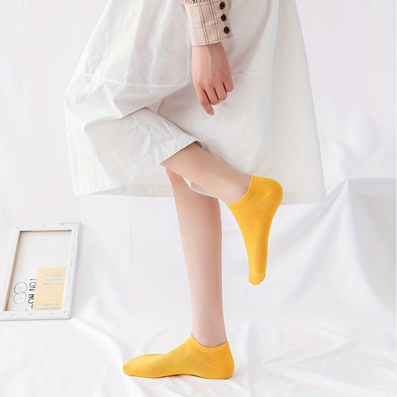 10 Pairs Women's Low Cut Ankle Socks Soft & Lightweight Solid Stockings