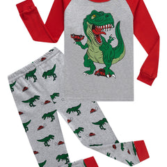 Boys Dino Print Long Sleeve Pajama Set - 2pcs