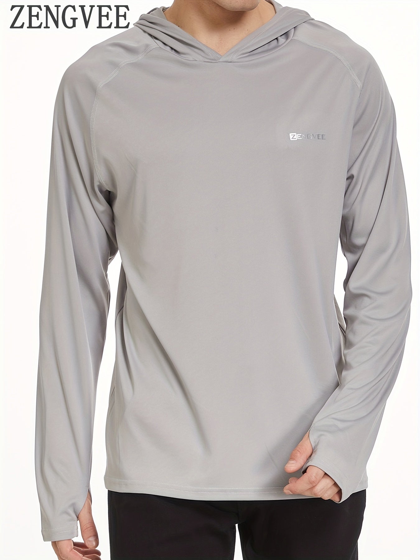 ZENGVEE Men's UPF 50 Sun Protection Hooded Shirt Quick Dry