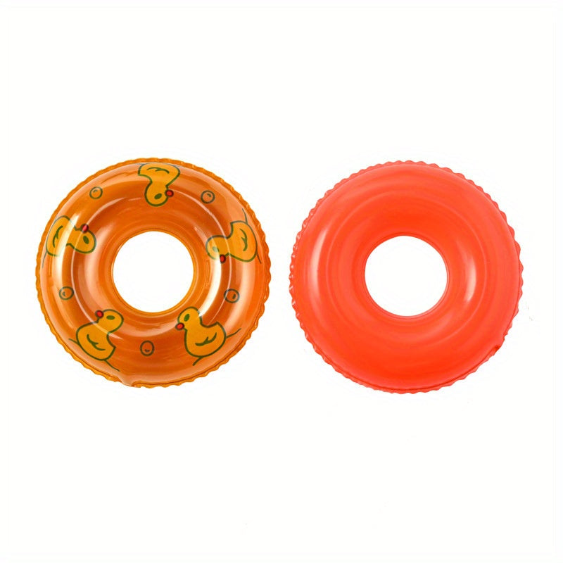 9pcs Mini Swimming Rings & Duck Colorful Pool & Dollhouse Accessories