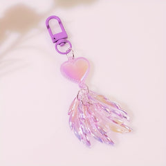 Colorful Love Feather Acrylic Keychain For Girls