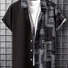 Men's Retro Flower Print Short Sleeve Shirt