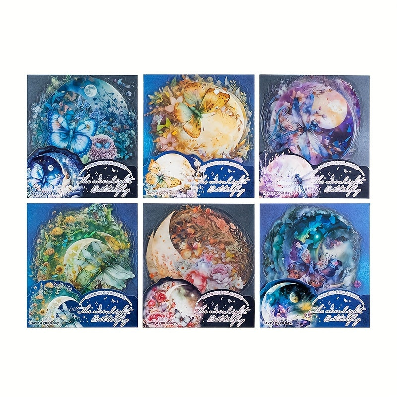 10pcs Moonlight Butterfly Decorative Stickers Pack Waterproof Scrapbook Journal