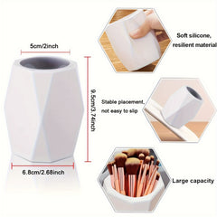 Silicone Pencil Holder Geometric Pen Cup Desktop Organizer