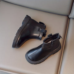 Boys Solid Non Slip Zipper Boots for Indoor Outdoor Travel
