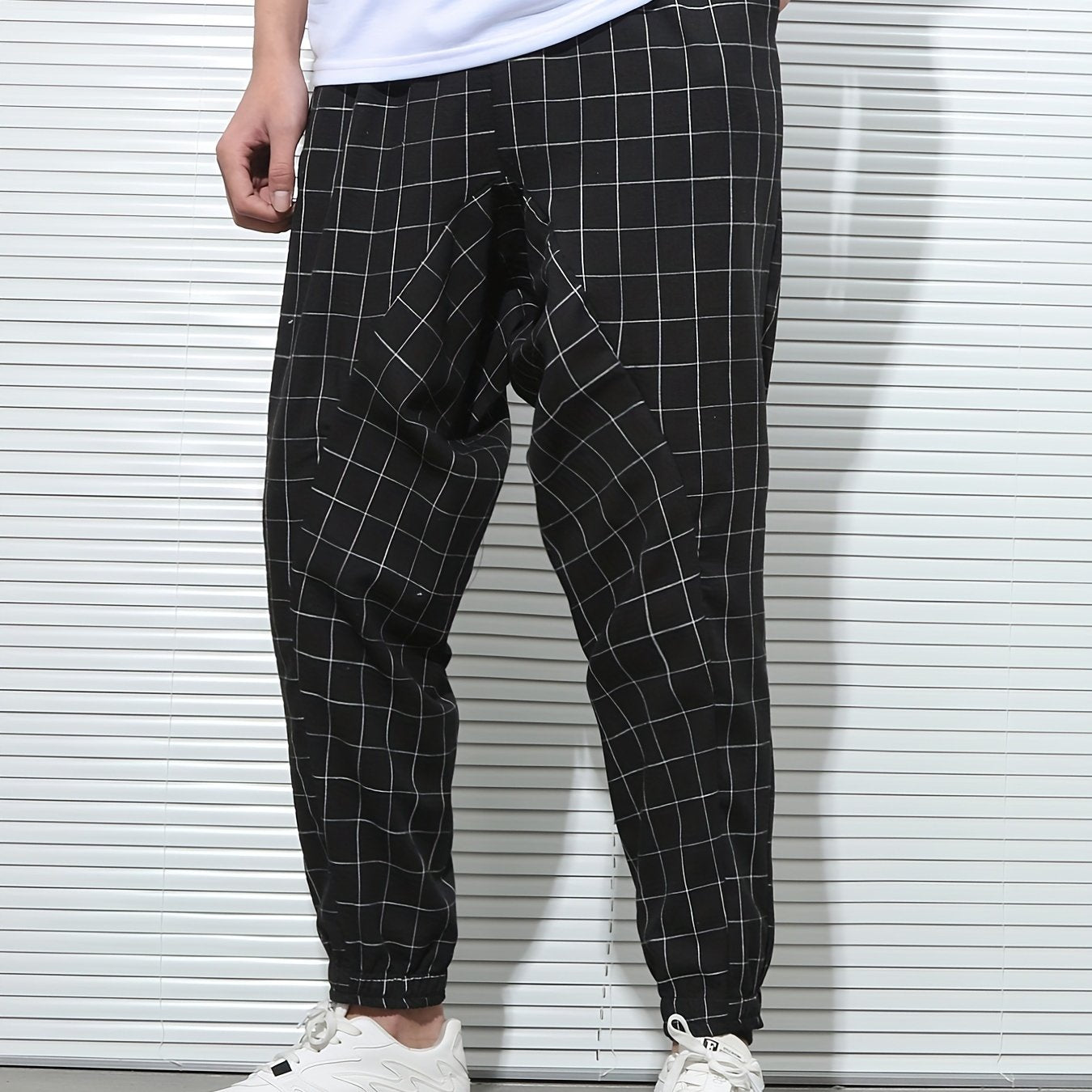 Men's Plaid Drawstring Sweatpants Casual Hip Pop Jogger Pants