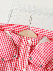 Toddler Girl Plaid Hooded Puffer Coat Casual Long Jacket