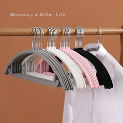 10pcs Flocking Hanger Organizer Non-slip Clothes Support