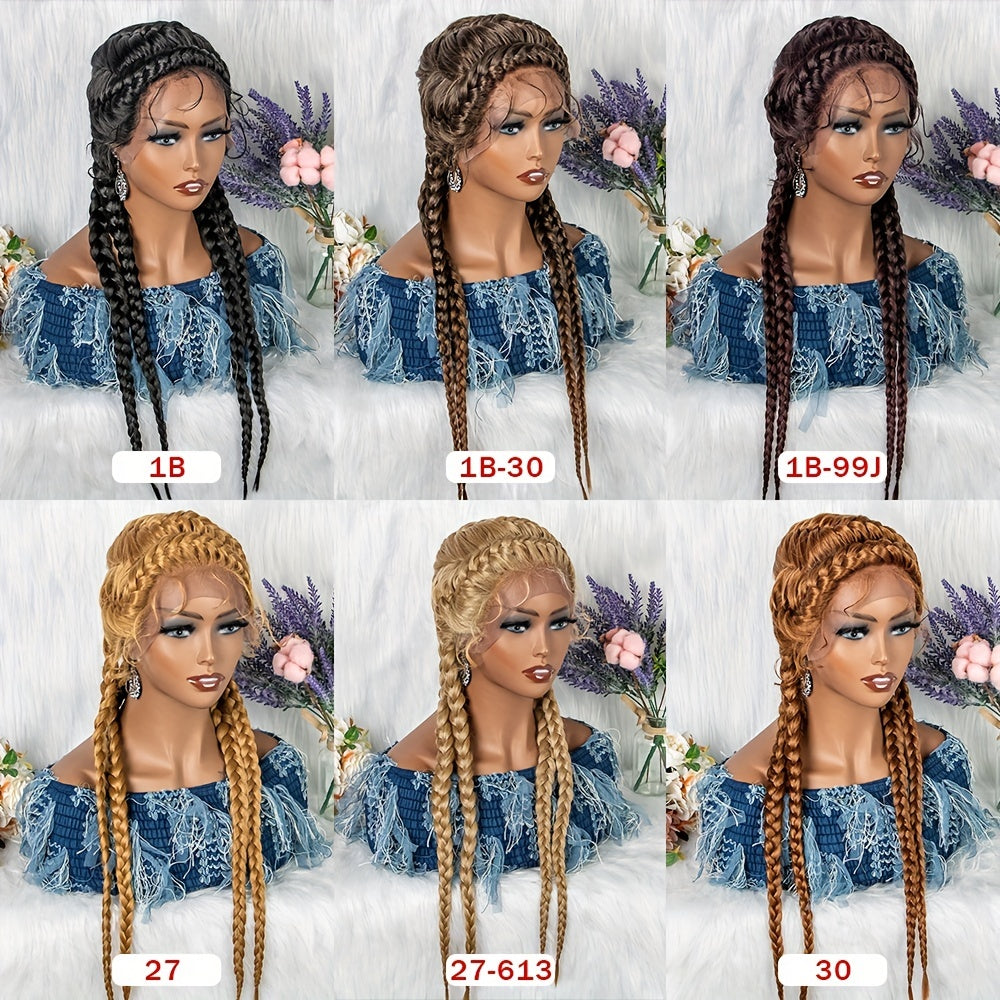 Braided Hair Wigs 4 Strands Dutch Braids Synthetic Lace Front Wigs