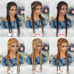 Braided Hair Wigs 4 Strands Dutch Braids Synthetic Lace Front Wigs