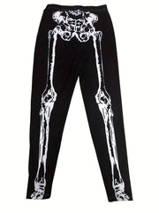 Skull Print Skinny Leggings High Waist Stretchy Leggings