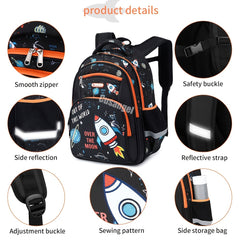 Kids Backpack Astronaut Mermaid Pattern Large Capacity