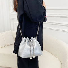 Bucket Bag Faux Leather Chain Shoulder Bag
