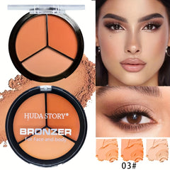 3 Colors Eyeshadow Palette Brown And Golden Matte Finish Makeup Palette