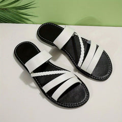 Women's Braided Flat Slide Sandals Non Slip Shoes