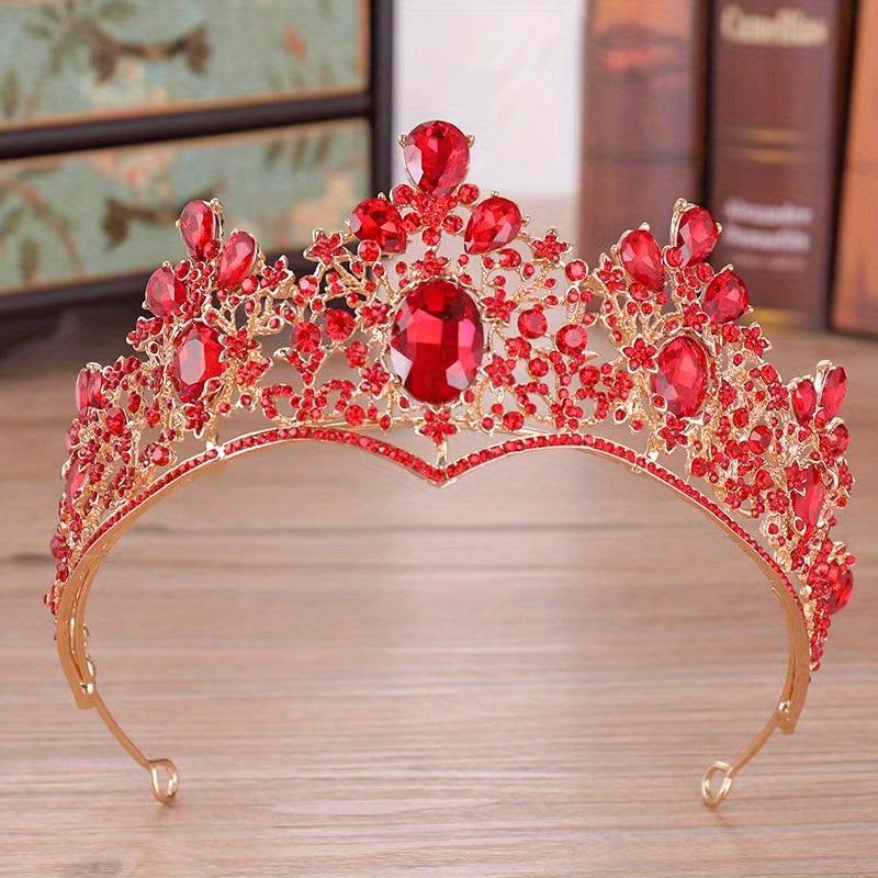 Green Crystal Crown Tiara Baroque Style Headband Hair Accessories