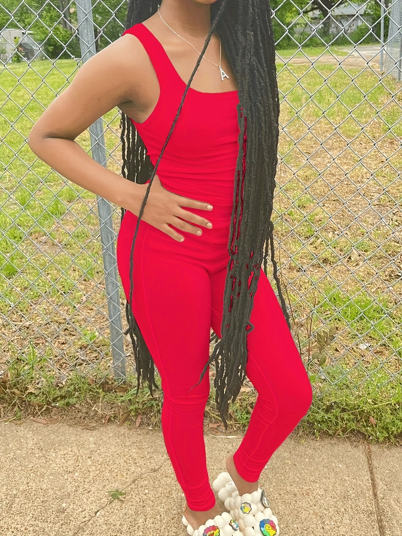 Square Neck Crop Top & Skinny Pants Set
