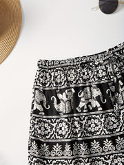 Geometric Print Elastic Stretch Shorts