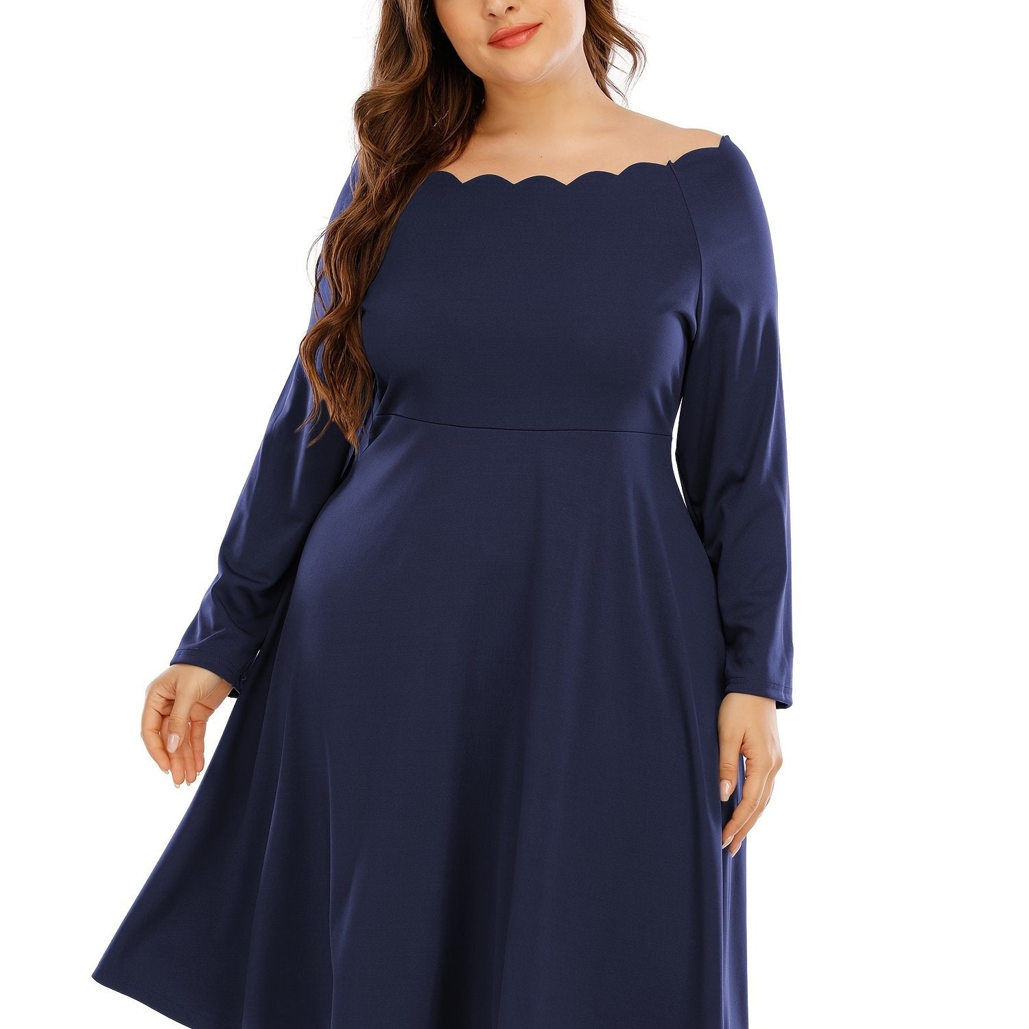 Off Shoulder Midi Dress Women's Plus Stretchy Dress