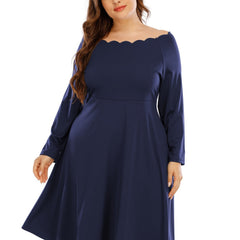 Off Shoulder Midi Dress Women's Plus Stretchy Dress