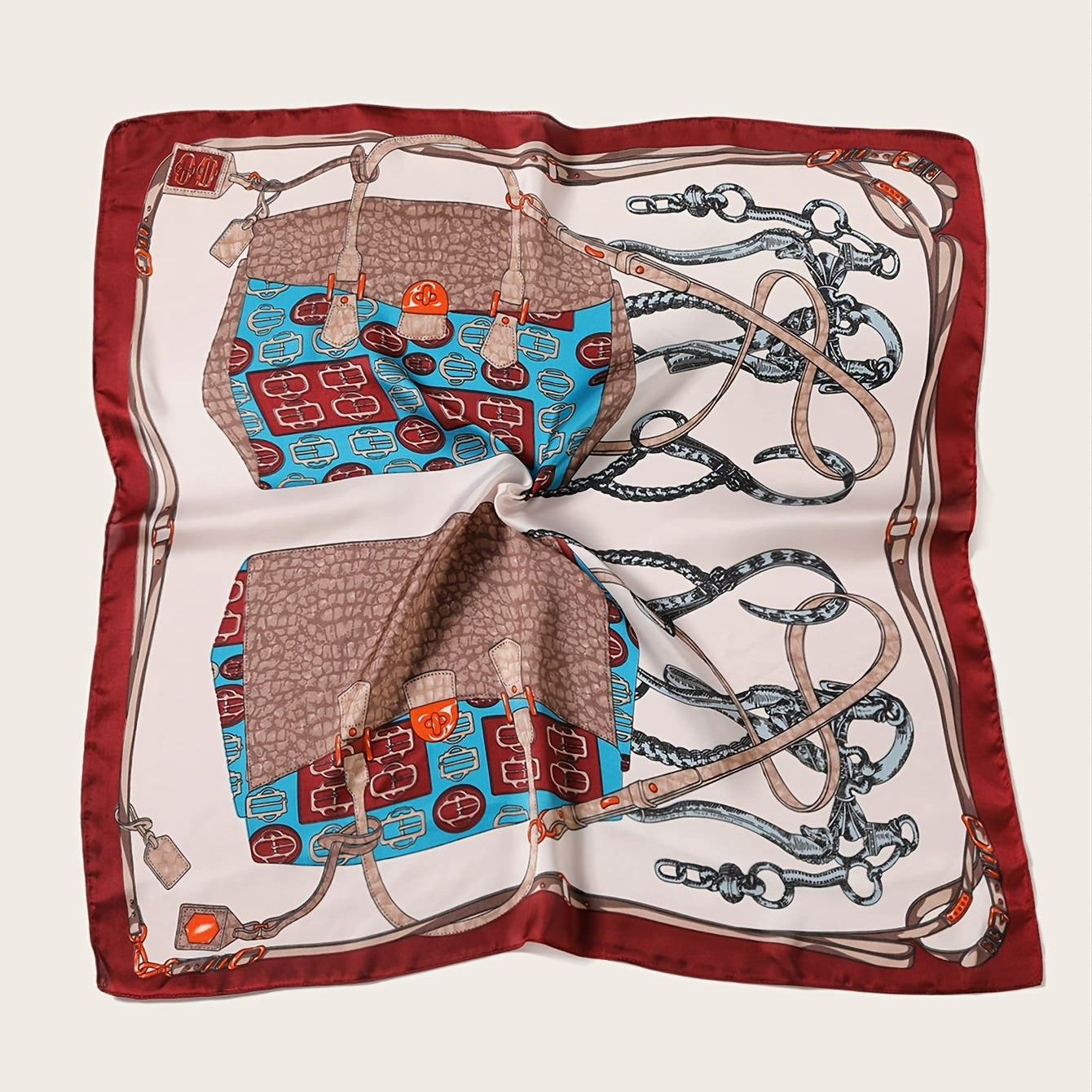 Chain Pattern Scarf Lightweight Silk Neck Scarfs Vintage Hair Wrap