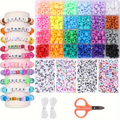 1000pcs Pony Beads Letter Beads Kit 24 Colors Pony Beads Bracelet Beads