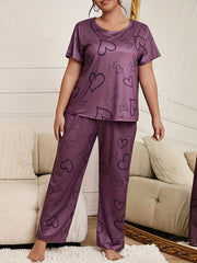 Heart & Letter Print Tee & Pants Set