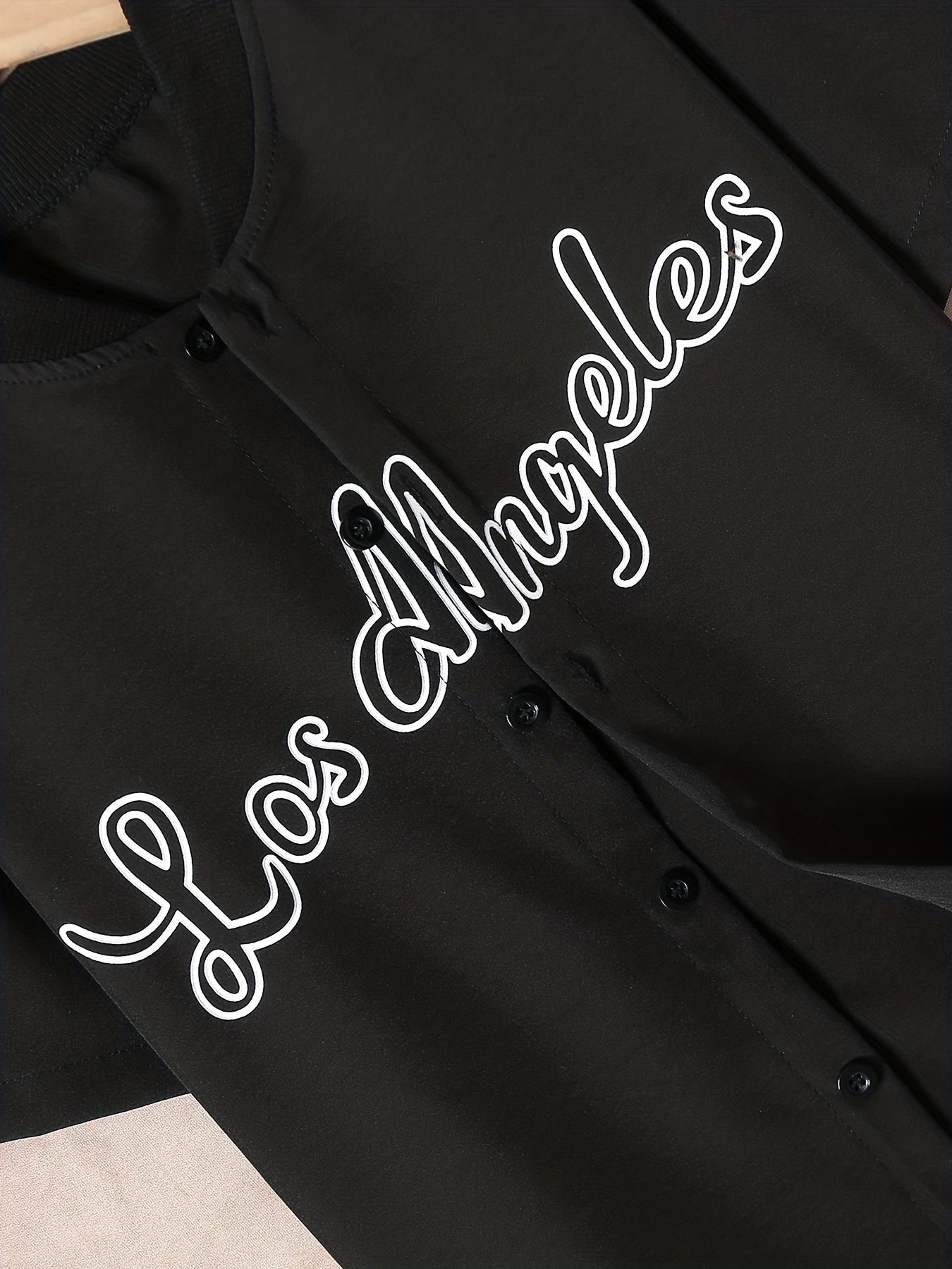 Boys LA Graphic Button Baseball Collar Shirt