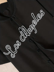 Boys LA Graphic Button Baseball Collar Shirt