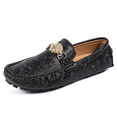 Men's Metallic Decor Leather Loafer Shoes