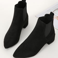 Women's Chunky Heel Short Boots Slip-On Chelsea Ankle Boots Low Heel Shoes