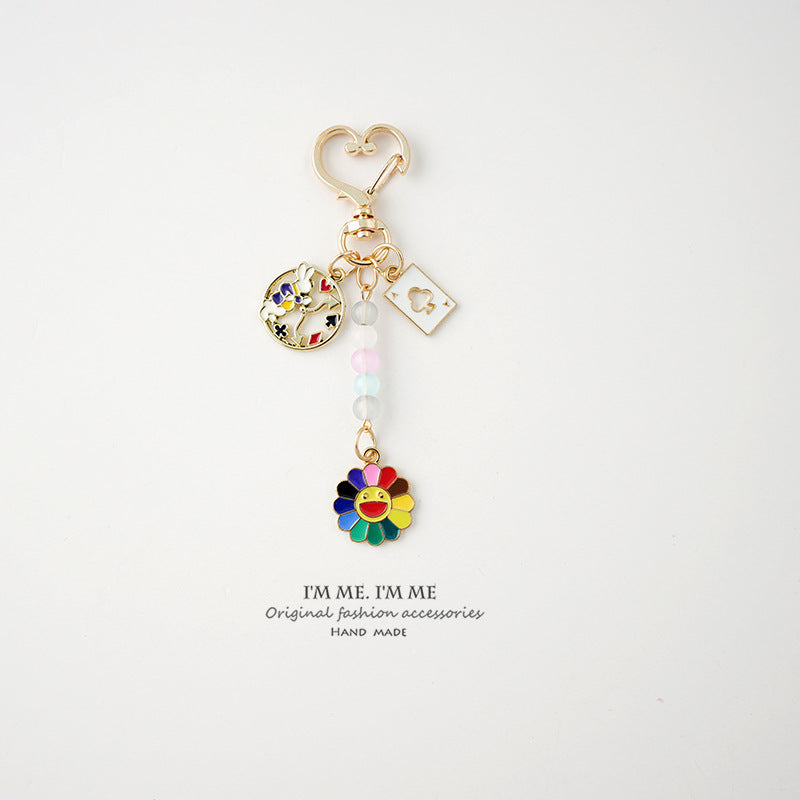 Cartoon Rabbit Radish Keychain for Girls Couple Phone Lanyard Bag Pendant