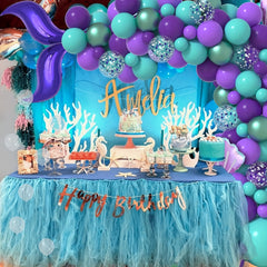 Mermaid Balloon Arch Set Purple Teal Confetti Balloons Birthday Party Supplies