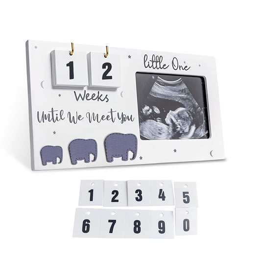 Wooden Ultrasound Photo Frame with Countdown and Reveal Info