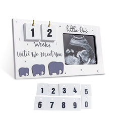 Wooden Ultrasound Photo Frame with Countdown and Reveal Info