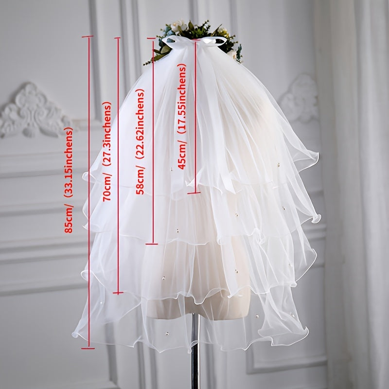 Bridal Wedding Dress Headdress Veil Four-layered Ball Gown Hair Accessories
