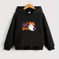 Girls Little Ghost Print Hooded Sweatshirt Top