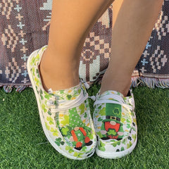 Flat Skate Shoes Four Leaf Clover Gnome Pattern Couple Shallow Mouth Casual Shoe