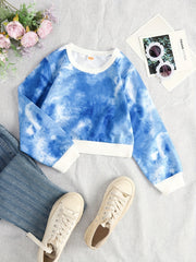 Girls Tie Dye Print Sweatshirt Long Sleeve Top Pullovers