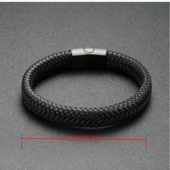 Stainless Steel Chain Leather Bracelet Men Vintage Male Braid Artificial Jewelry