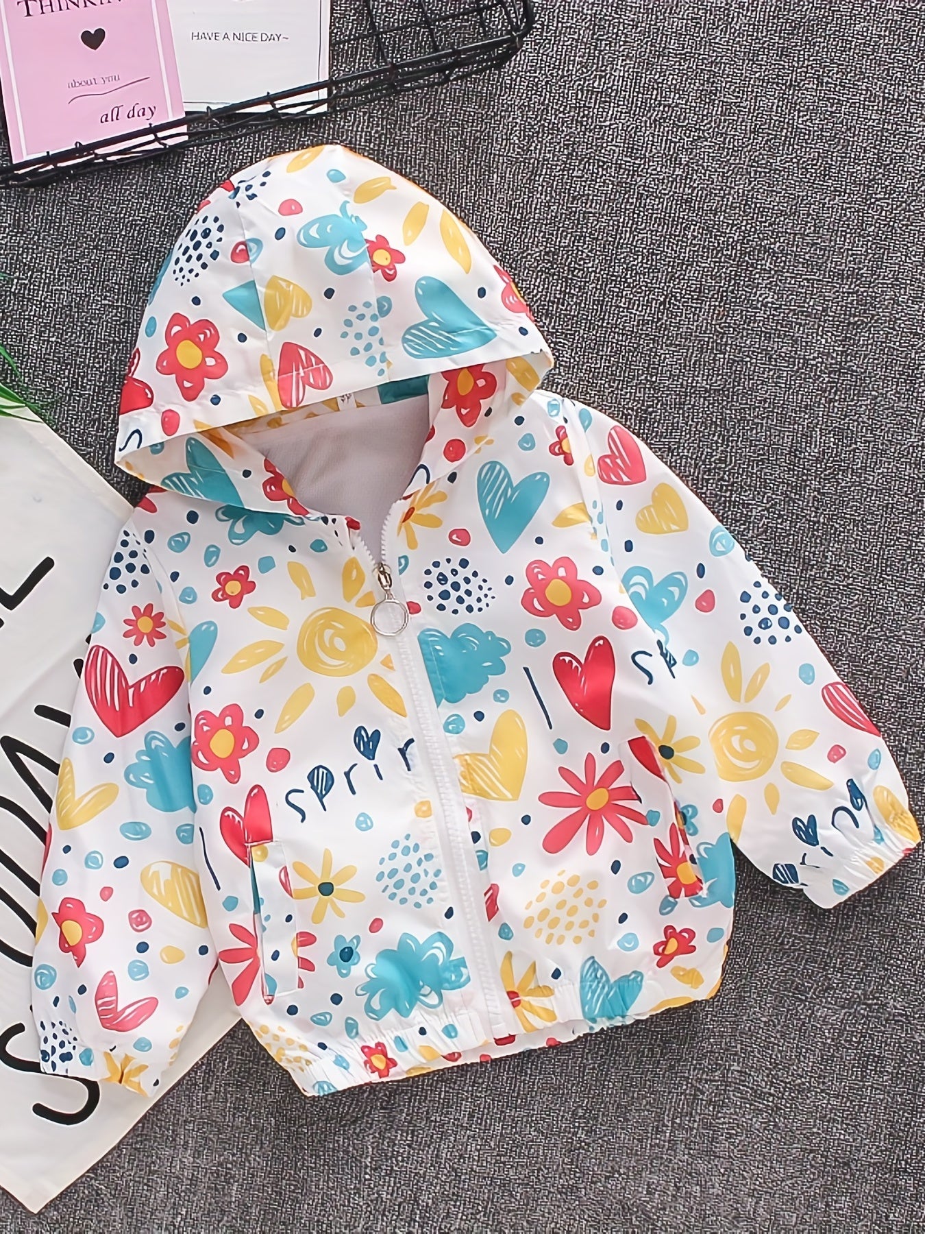 Toddler Girls Tie Dye Heart Hooded Jacket Casual Coat