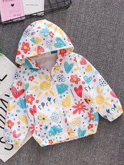 Toddler Girls Tie Dye Heart Hooded Jacket Casual Coat