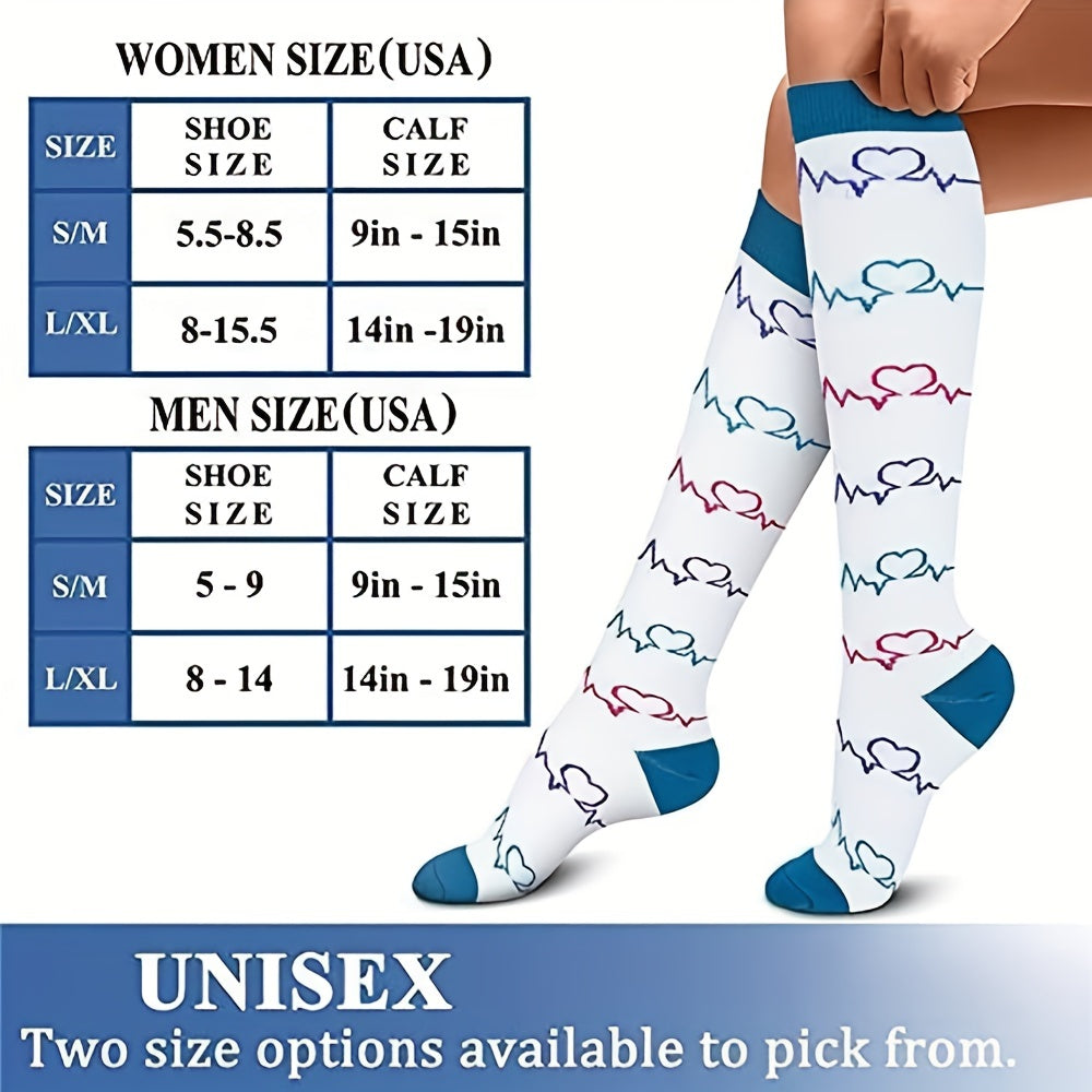 5 Pairs Compression Socks Striped Calf Wear Resistant Nylon Outdoor Sports