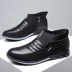 Men's Plaid Slip On Ankle Boots Smart Casual Outdoor Walking Shoes