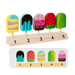 Wooden Fruit Popsicle Matching Puzzle Game Colorful Educational Toy