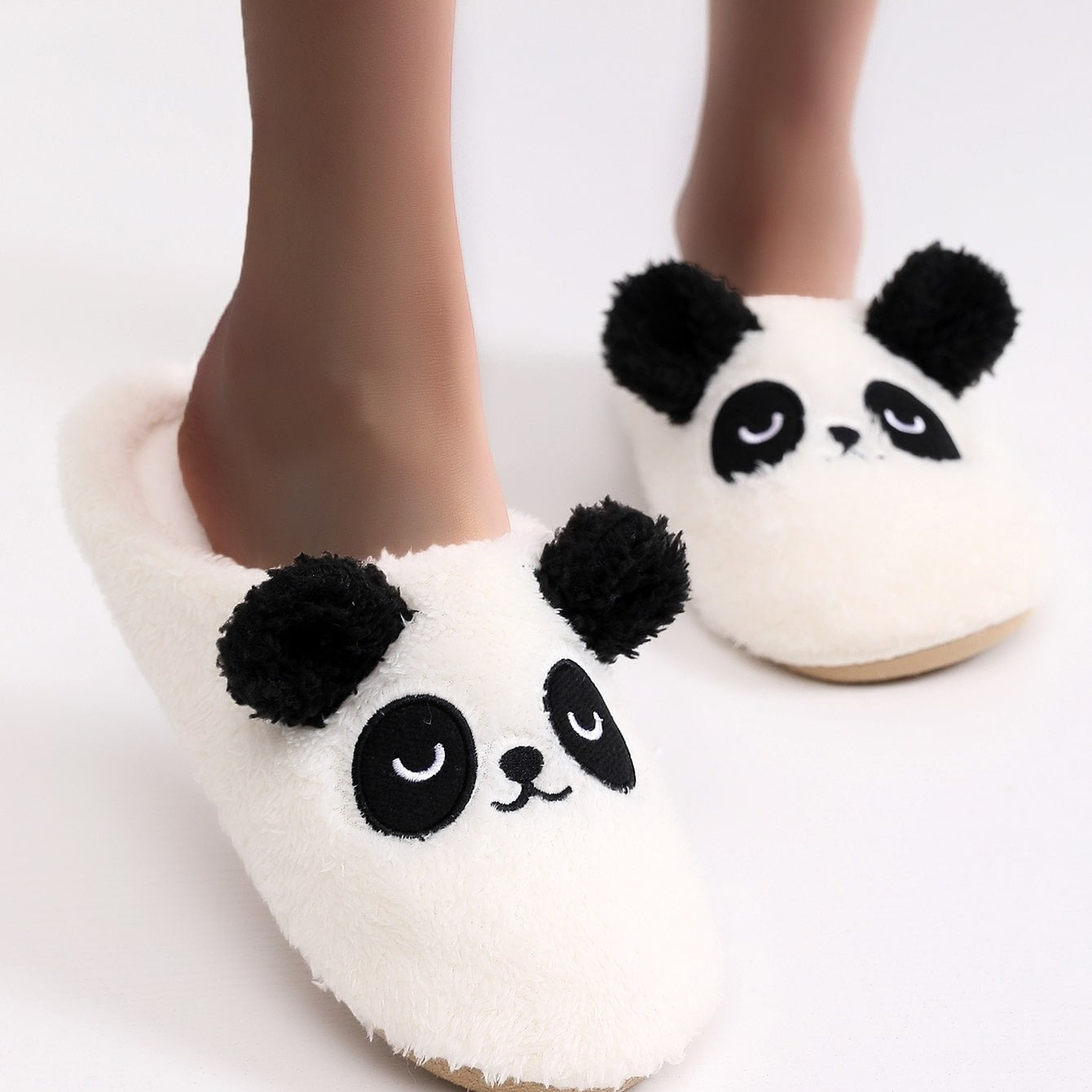 Cartoon Panda Fluffy Slippers for Women
