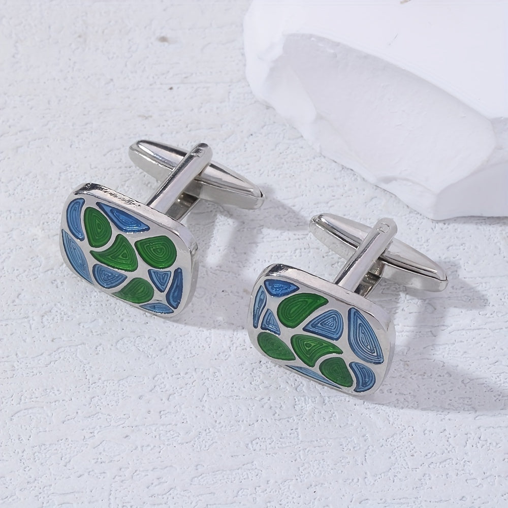 Green Shell Pattern Cufflinks for Wedding Suit
